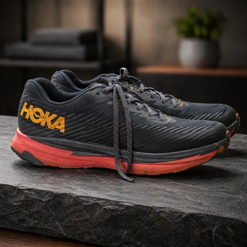 Hoka One One Torrent 2 Mens 10.5 Trail Running Shoes Black Orange 1110496 OSFS